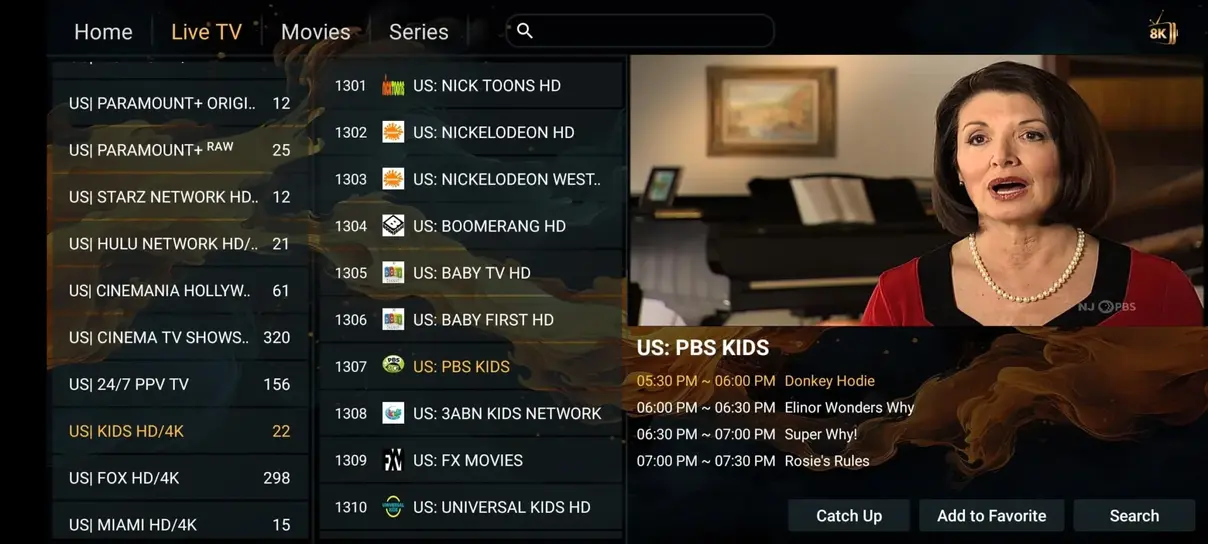 Digiso IPTV live channels guide and player dashboard